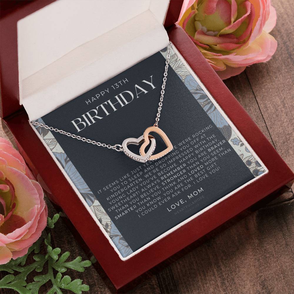 Gift For 13 Year Old Girl Gifts 13Th Birthday Girl 13Th Birthday Gift Thirteenth Birthday Necklace Teen Birthday Gift Official Teenager Interlocking Hearts Necklace