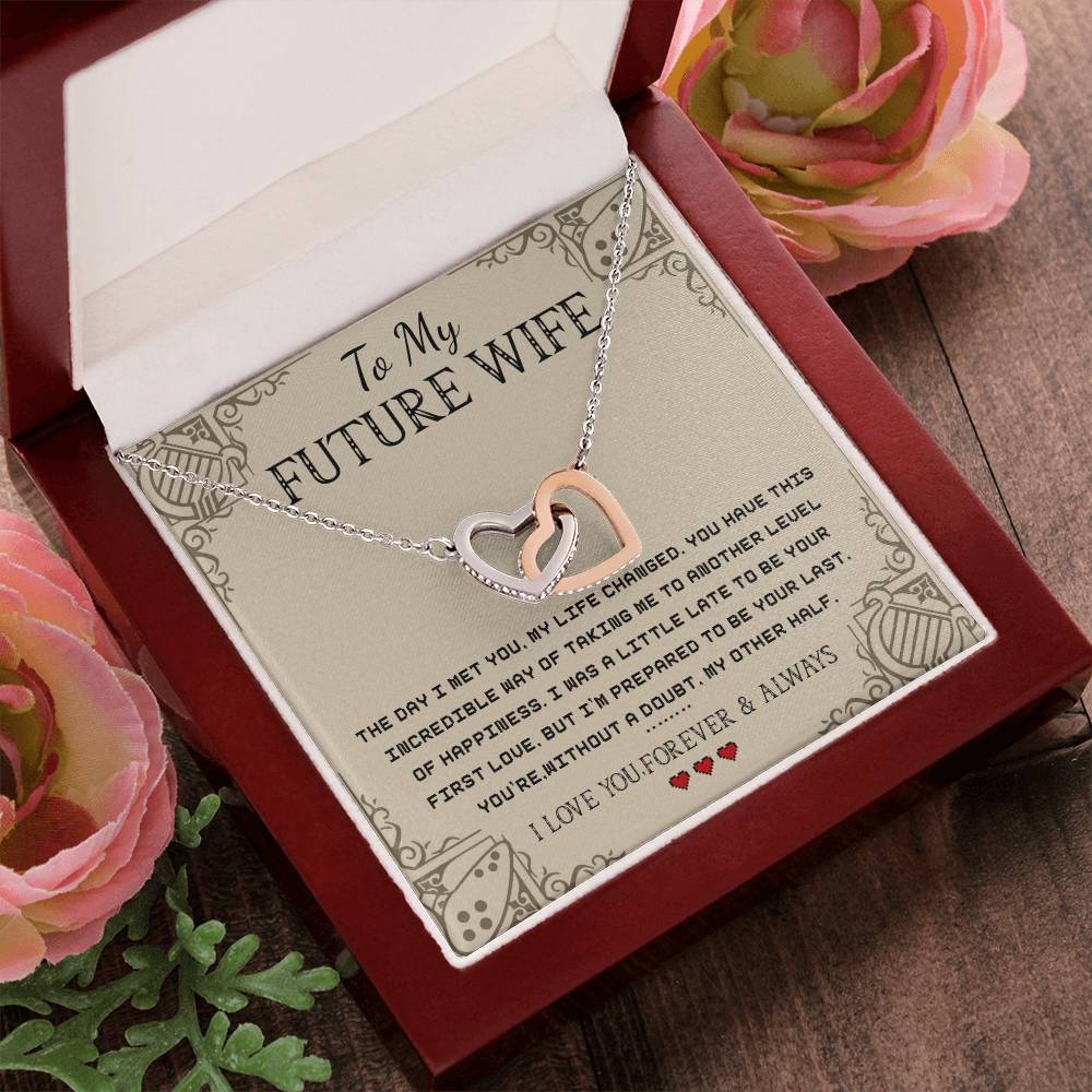 To My Future Wife - I Love You Interlocking Hearts Necklace