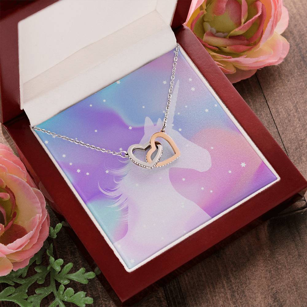 Unicorn Lovers Interlocking Hearts Necklace