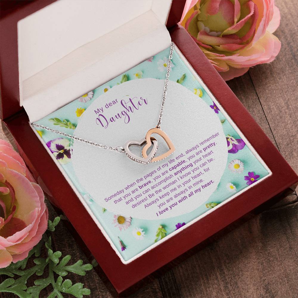 To My Daughter Be The Woman You Can Be - Necklace Interlocking Hearts Necklace