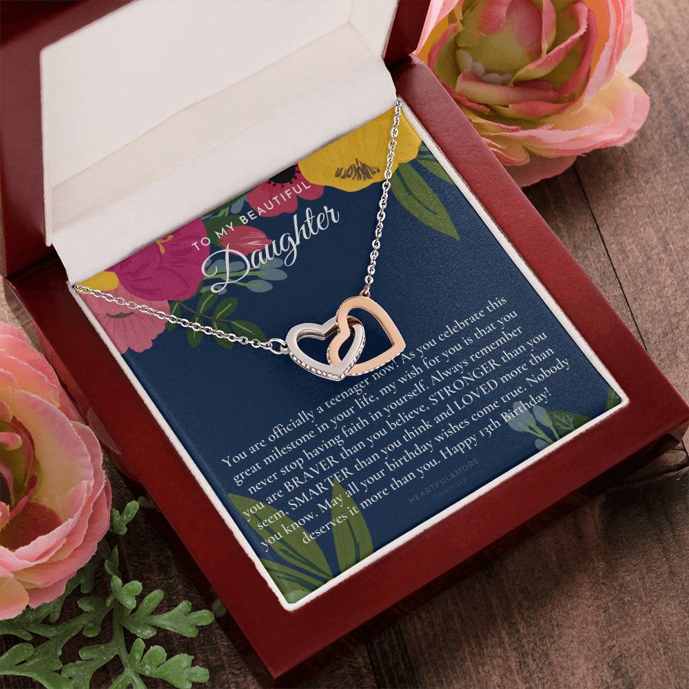 Gift For 13 Year Old Girl Gifts 13Th Birthday Girl 13Th Birthday Gift Thirteenth Birthday Necklace Teen Birthday Gift Official Teenager Interlocking Hearts Necklace