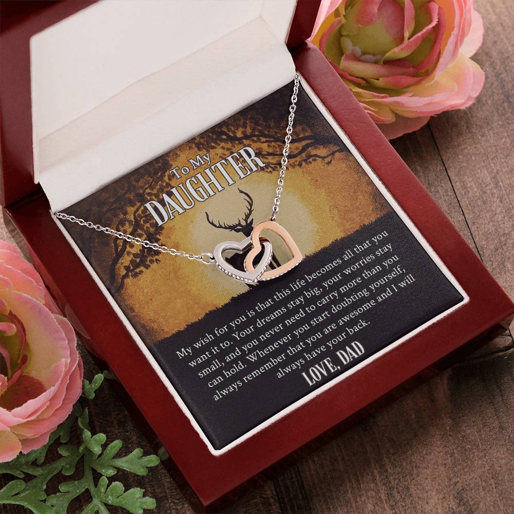 My Daughter - I Will Always Have Your Back Interlocking Hearts Necklace