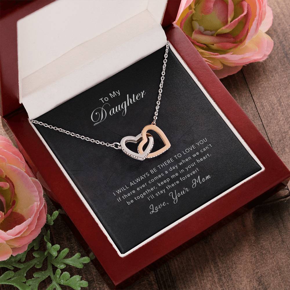 To My Daughter - Keep Me In Your Heart - Necklace Interlocking Hearts Necklace