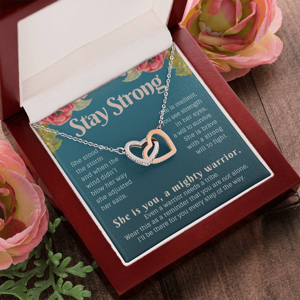Stay Strong Recovery Gift Necklace Interlocking Hearts Necklace