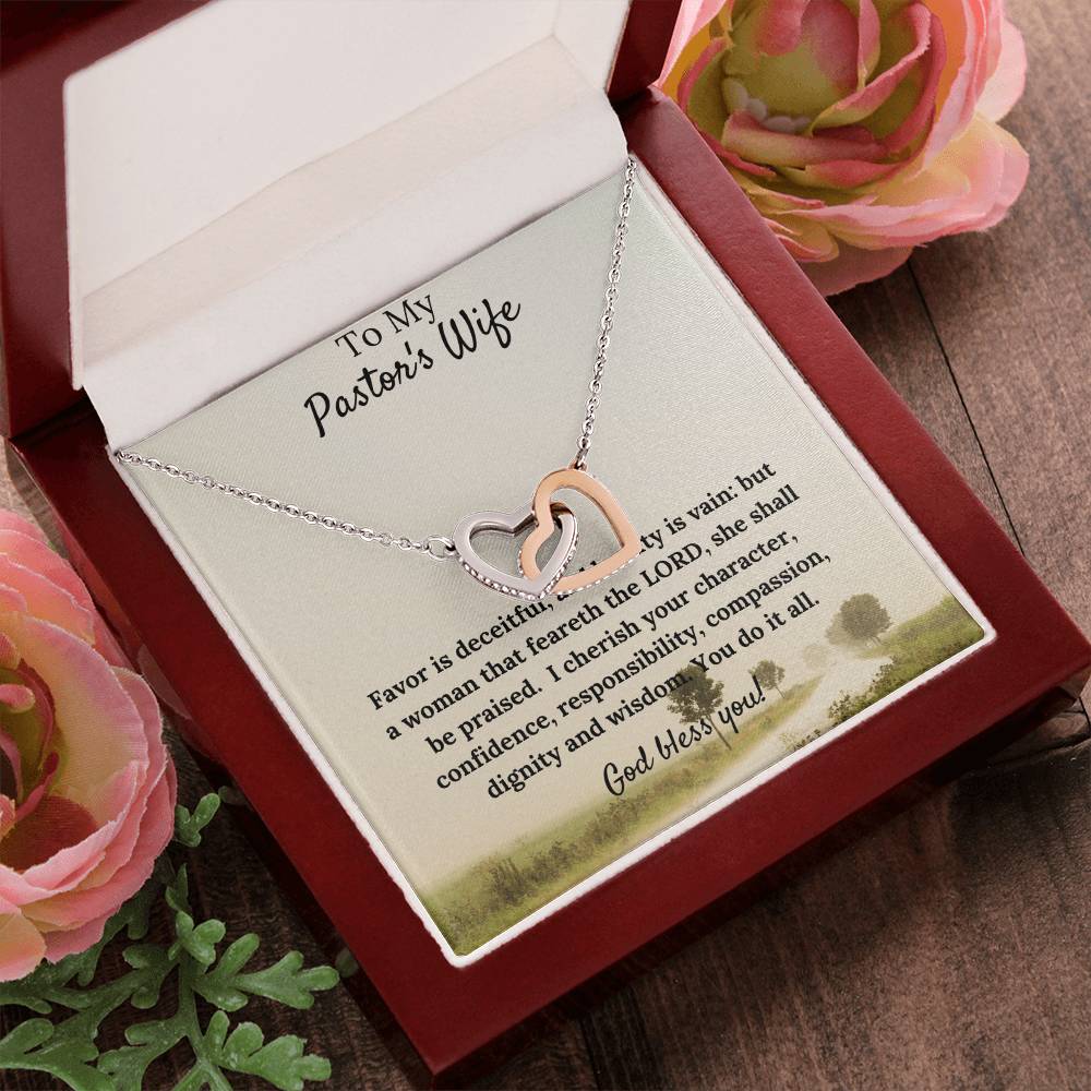 Gorgeous Two Hearts Necklace Pastor'S Wife Gift Interlocking Hearts Necklace