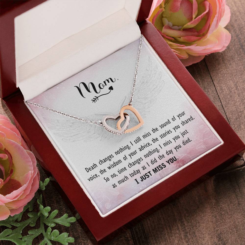 Mom - I Just Miss You - Interlocking Heart Necklace Interlocking Hearts Necklace