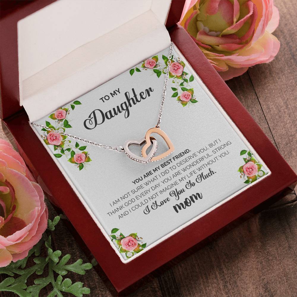 To My Daughter - I Love You So Much Necklace Interlocking Hearts Necklace