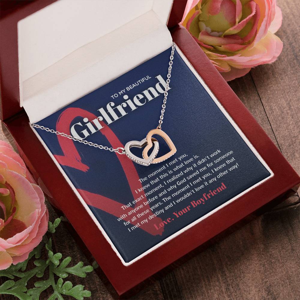 God Saved Me For You - Interlocked Hearts Necklace For Girlfriend Interlocking Hearts Necklace