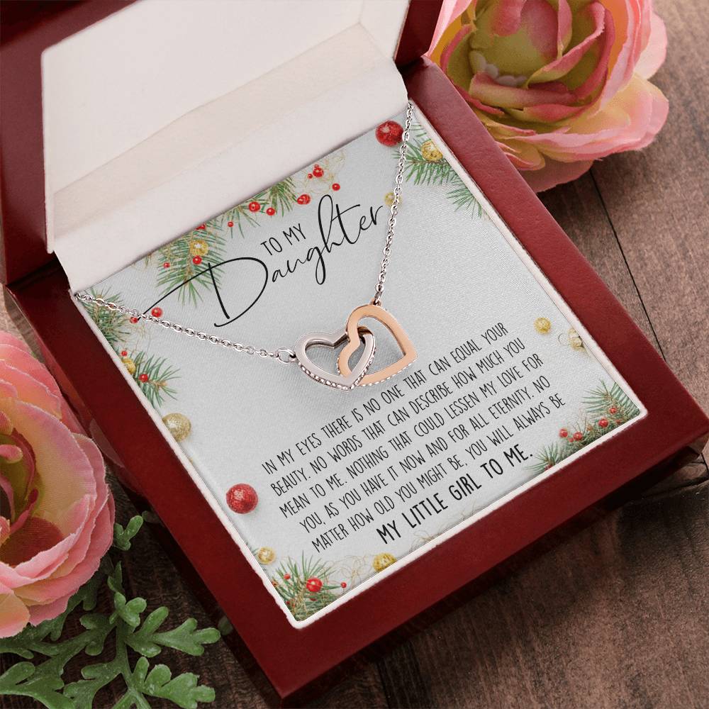 To My Daughter Interlocking Hearts Necklace Message Card