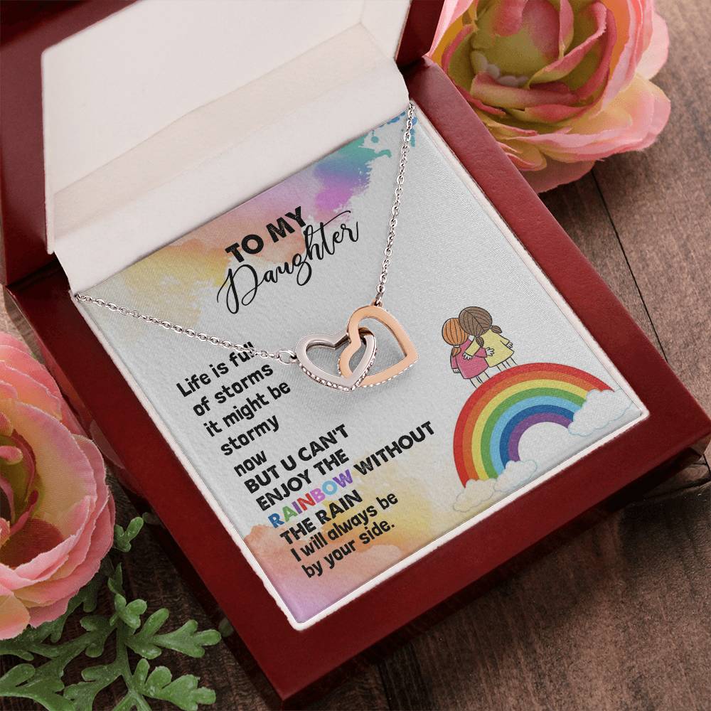To My Daughter Necklace From Mother Life Is Full Of Storm Interlocking Hearts Necklace