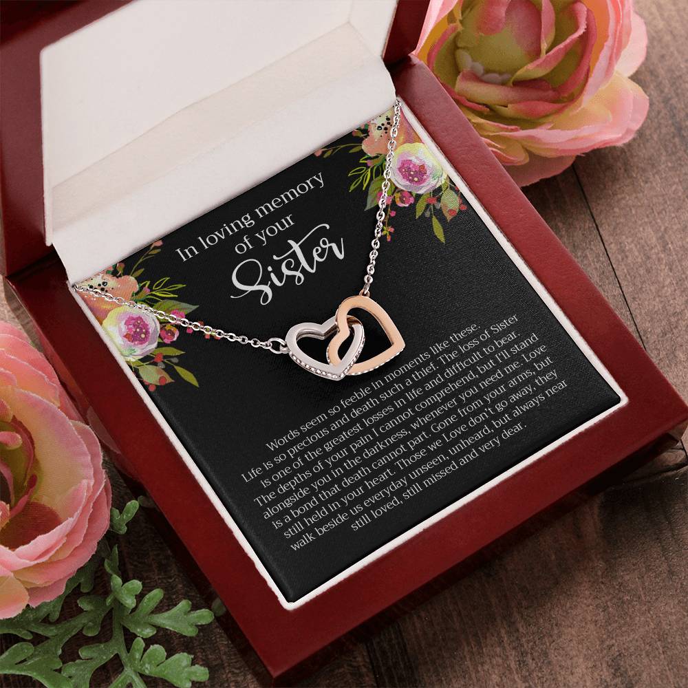 Loving Memory Sister Necklace Interlocking Hearts Necklace