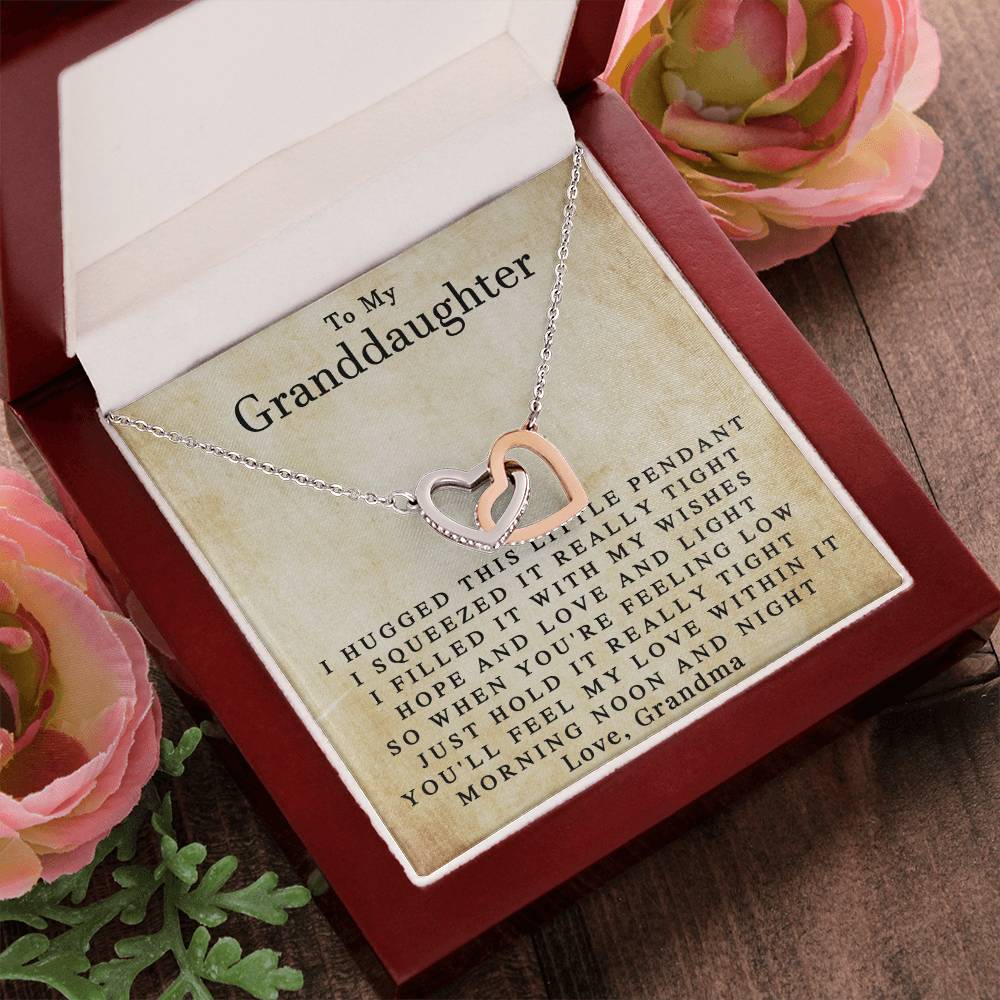 To My Granddaughter Love Grandma Interlocked Heart Necklace Interlocking Hearts Necklace