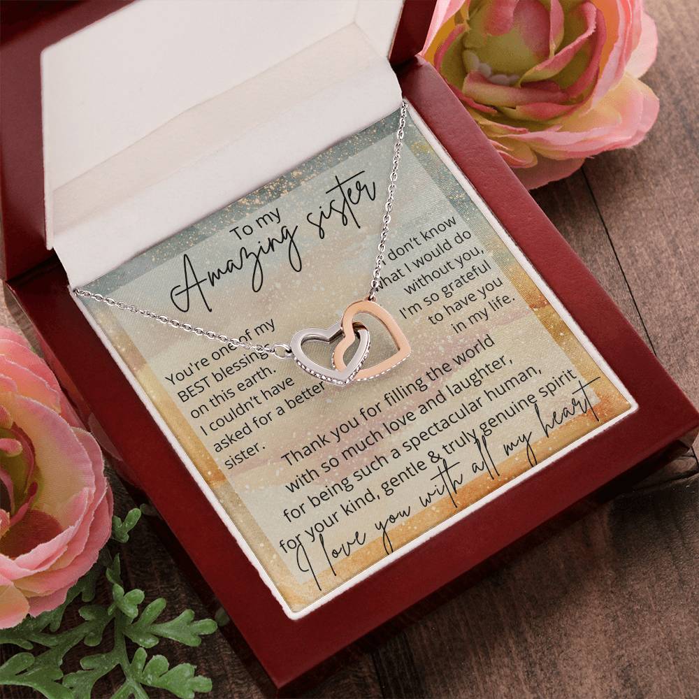 Sister Love Necklace Birthday Interlocking Hearts Necklace
