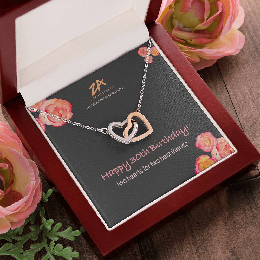 Happy 30Th Birthday! Interlocking Hearts Necklace