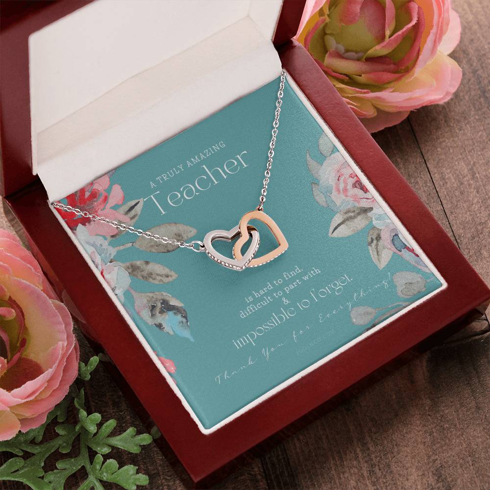 Teacher Gift Gift For Teacher Necklace A Truly Amazing Teacher Appreciation Gift Interlocking Hearts Necklace