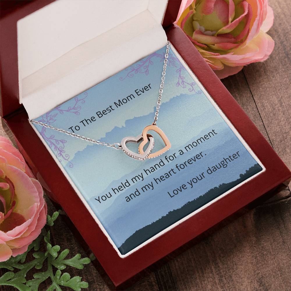 Best Mom Ever Two Hearts Necklace Interlocking Hearts Necklace