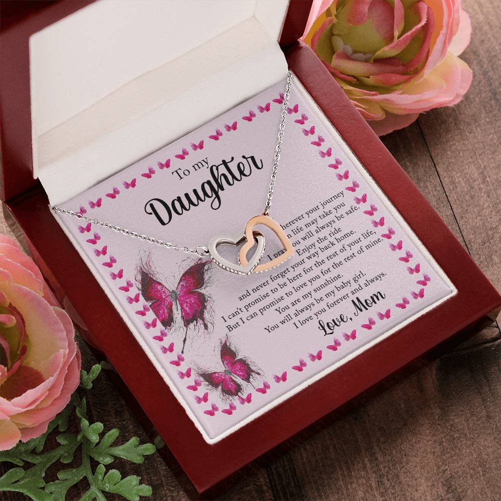 To My Daughter - I Love You Forever And Always - Love Mom Interlocking Hearts Necklace