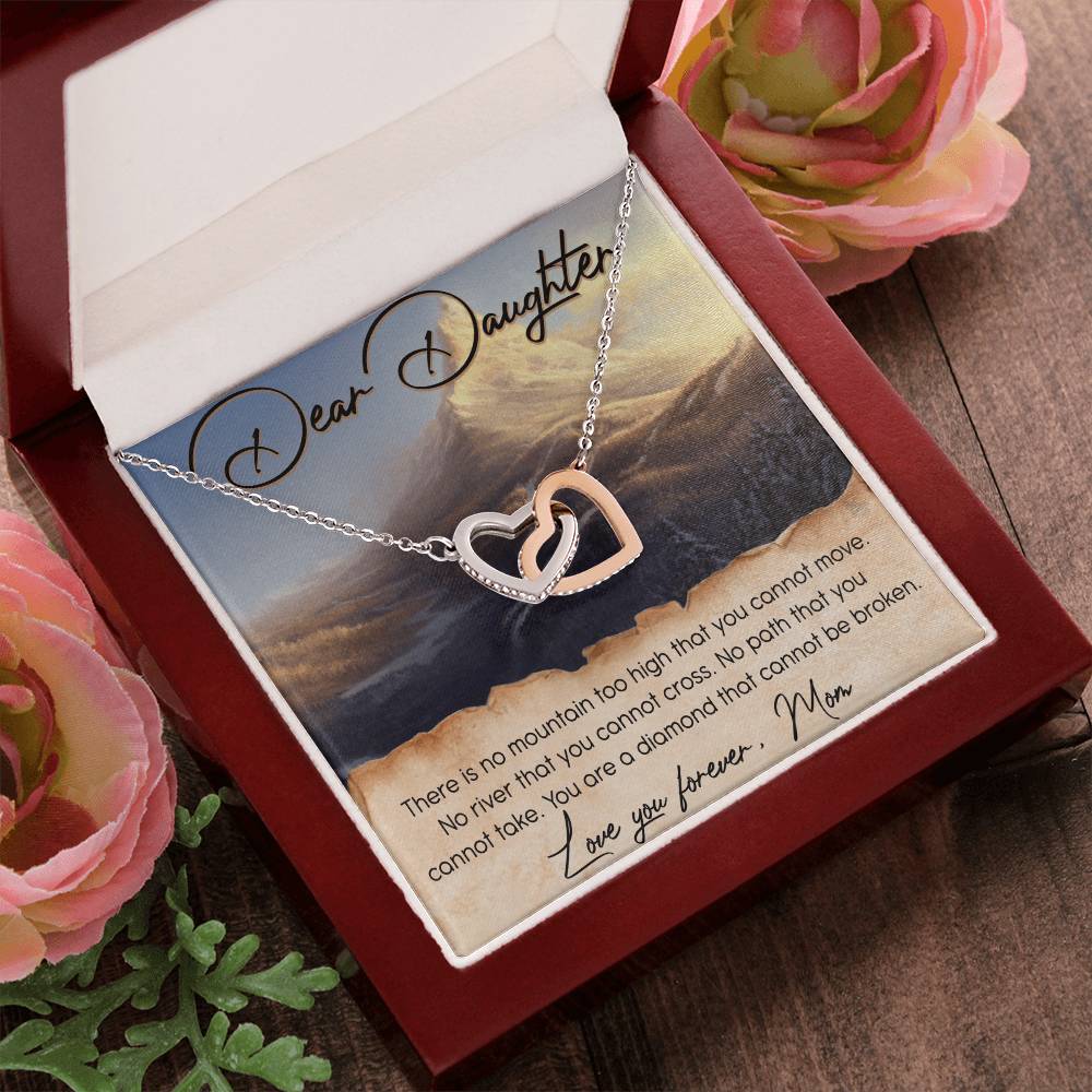 Dear Daughter Interlocking Hearts Necklace Message Card