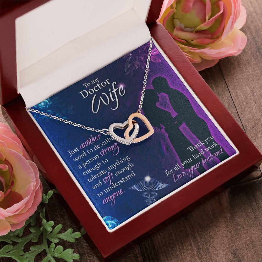 Silver Stethoscope Necklace Gift For Doctor Wife Doctor Wife Gift On Birthday Christmas Valentines Day Anniversary Doctor Gift For Her Interlocking Hearts Necklace