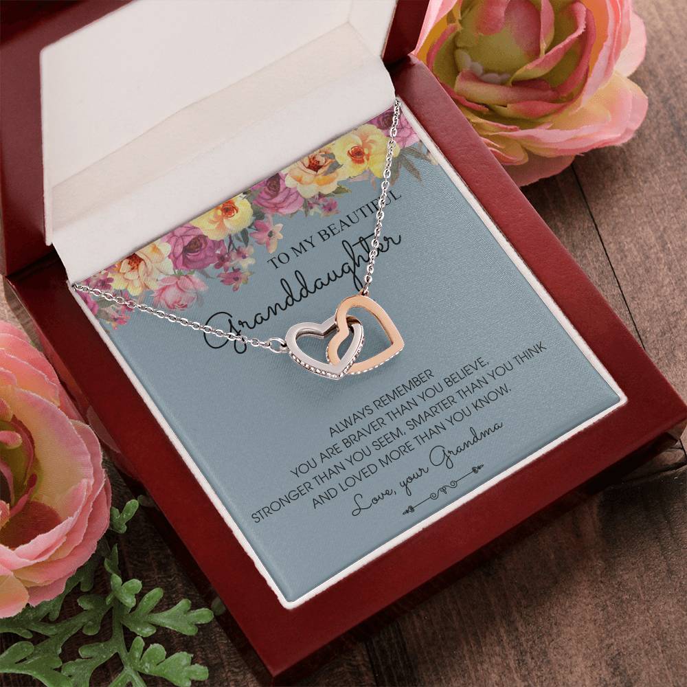 Always Remember - Best Gift For Granddaughter Interlocking Hearts Necklace
