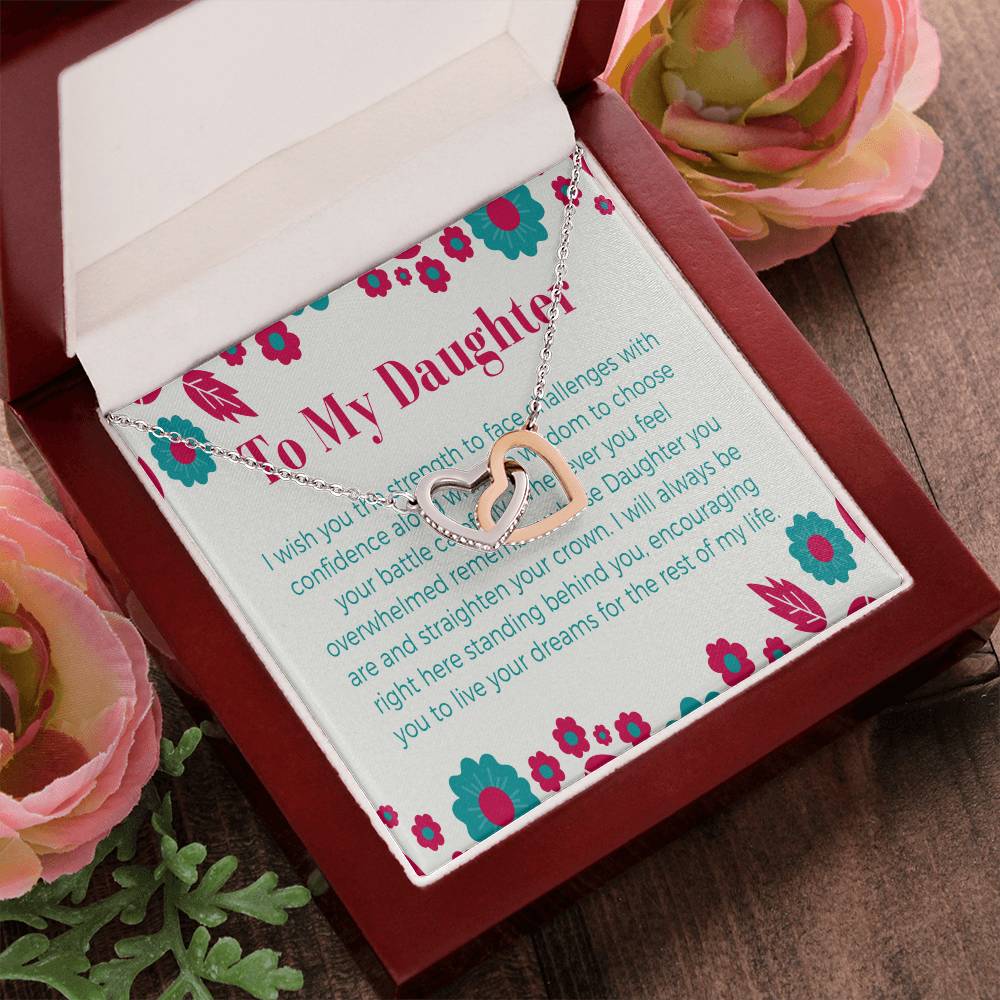 To My Daughter - Birthday Gift For Daughter From Mom Daughter Necklace From Mom Daughter Birthday Jewelry Interlocking Hearts Necklace