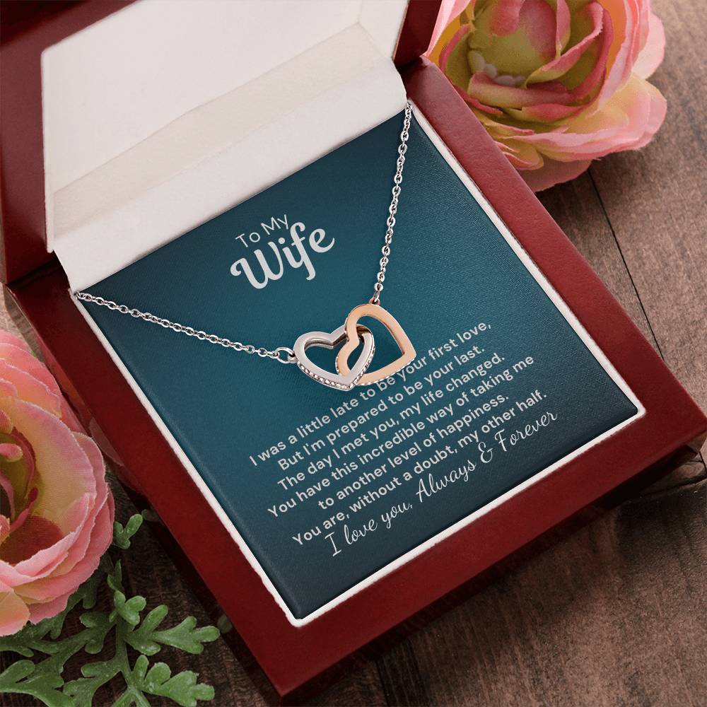 To My Wife - My Other Half - Interlocked Hearts Necklace Interlocking Hearts Necklace