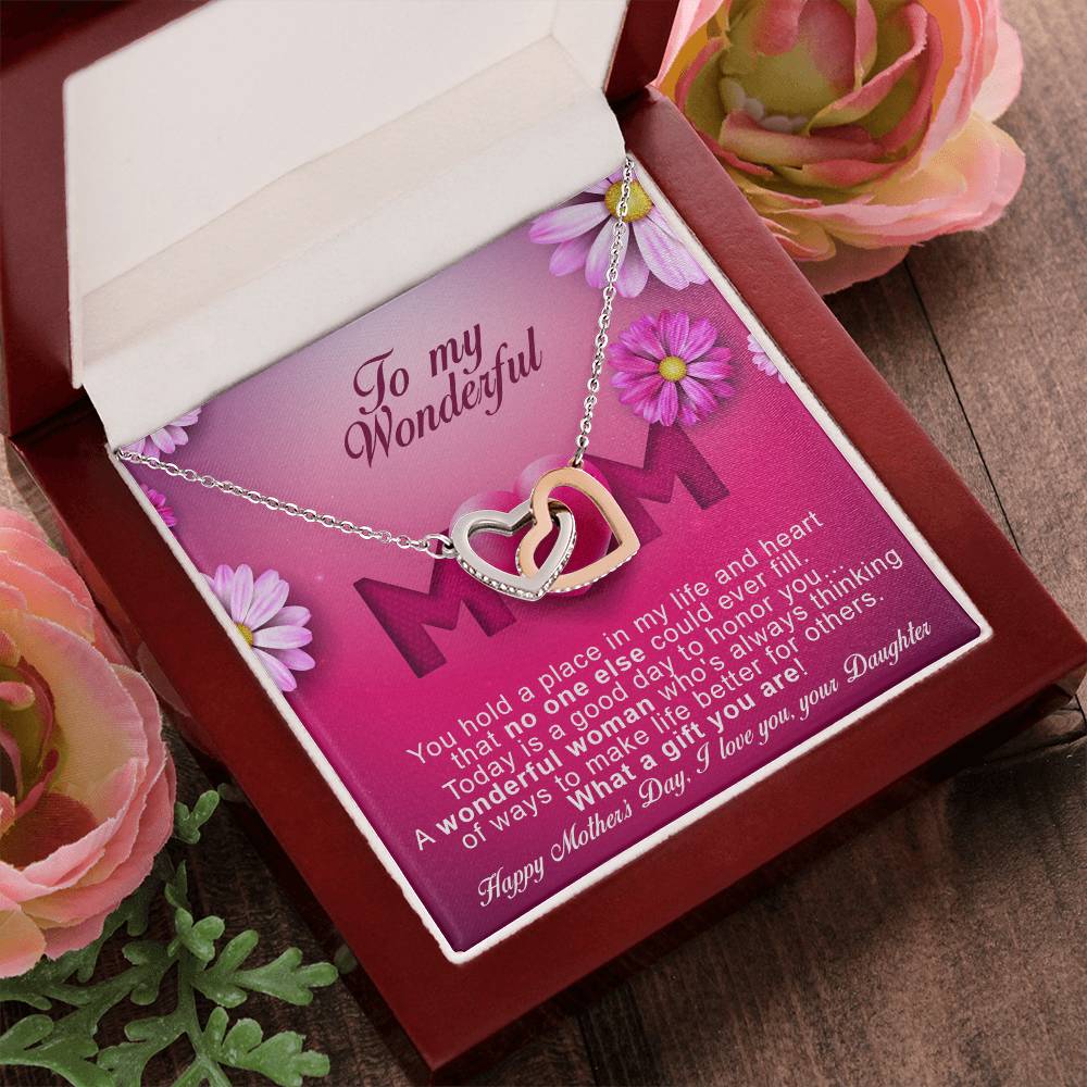 Daughters ! Perfect Mother'S Day Necklace Gift Interlocking Hearts Necklace