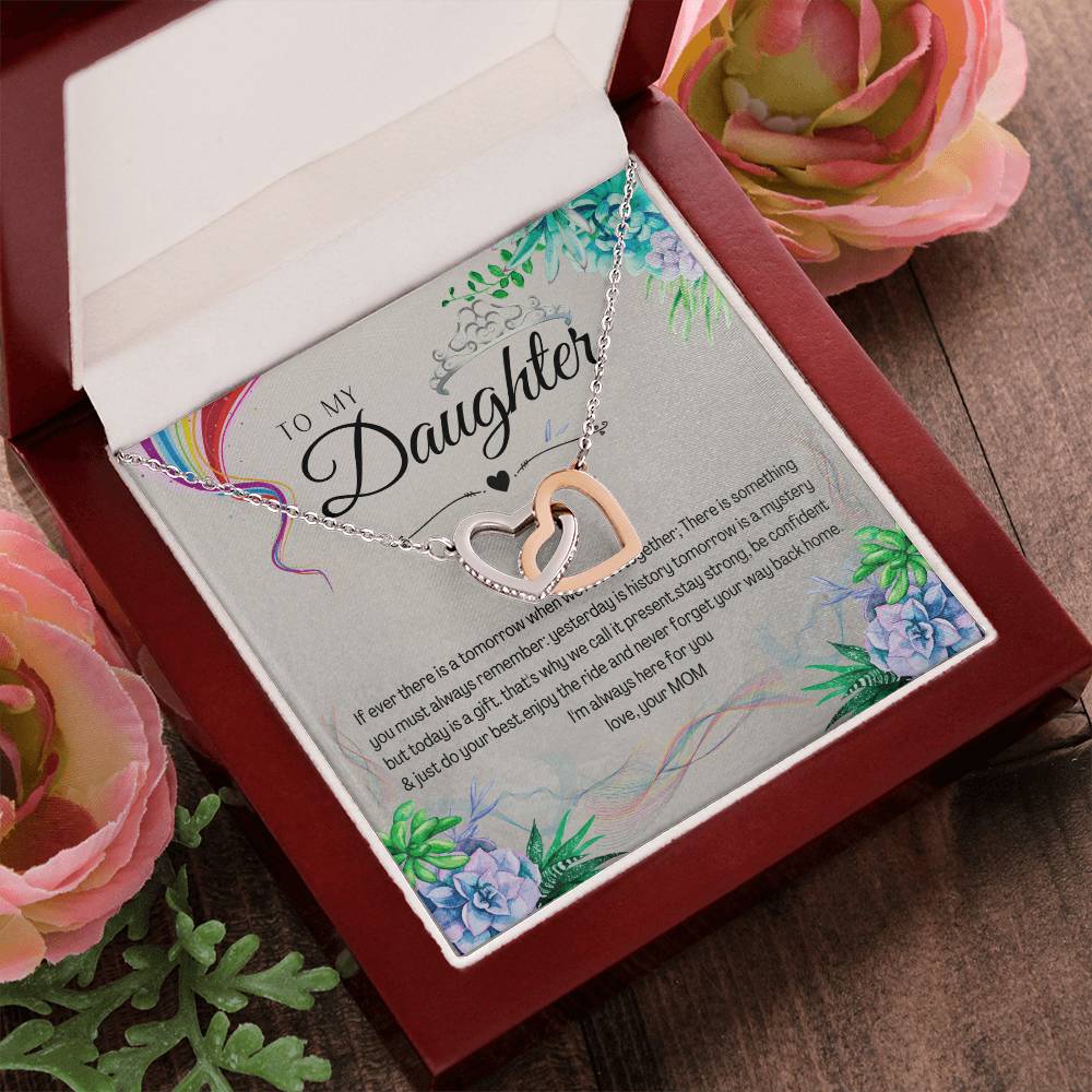 To My Daughter Interlocking Hearts Necklace