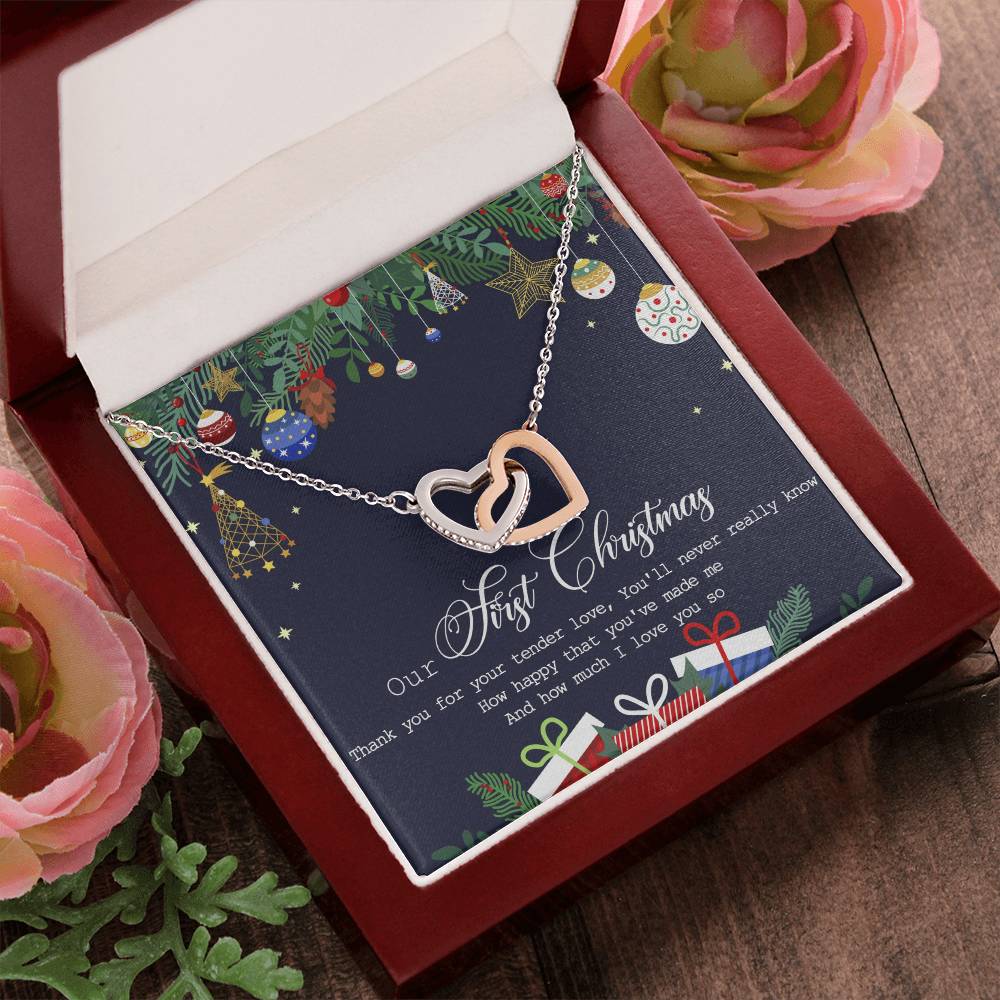 Our First Christmas Interlocking Hearts Necklace Message Card