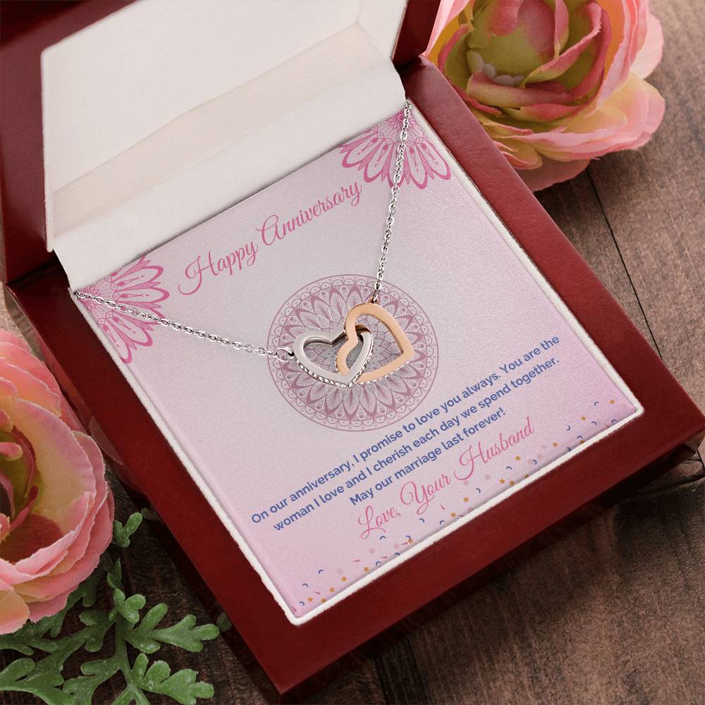 Anniversary Gift For Wife Interlocking Hearts Necklace