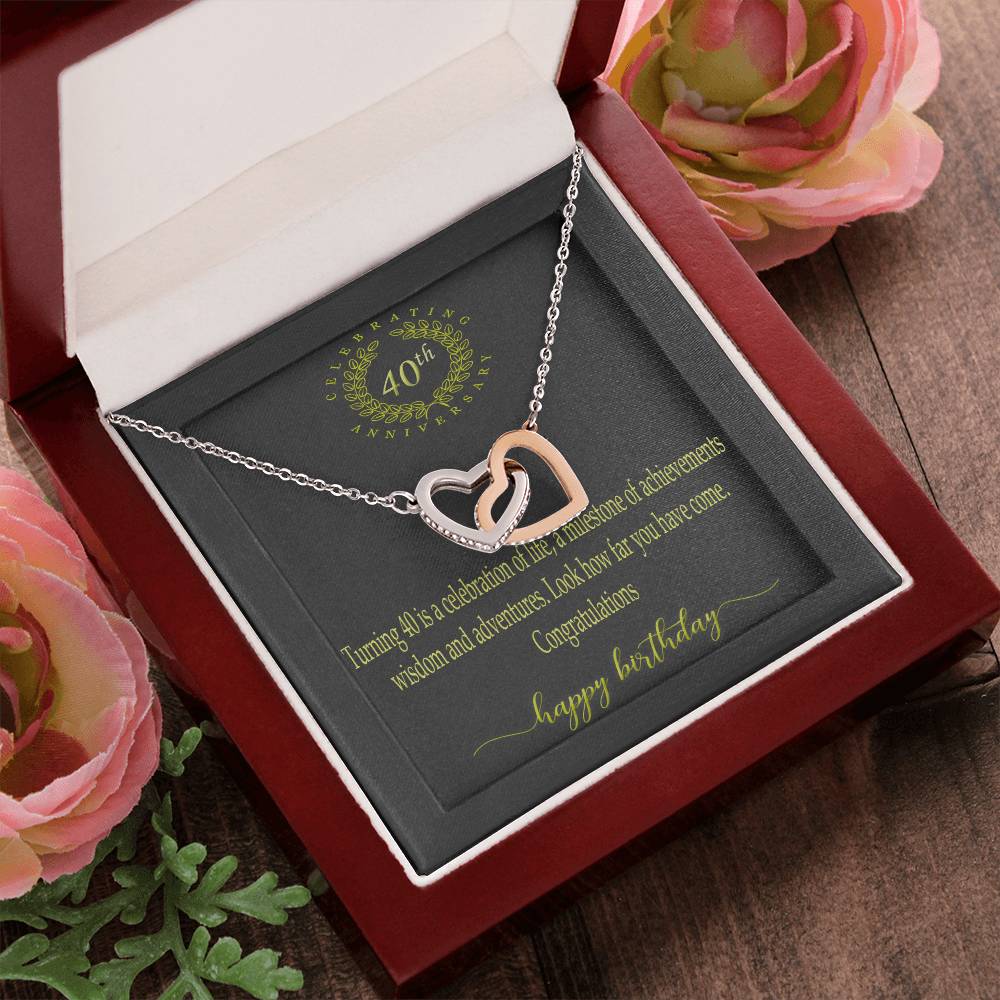 Personalized Gift 40Th Birthday Necklace Interlocking Hearts Necklace
