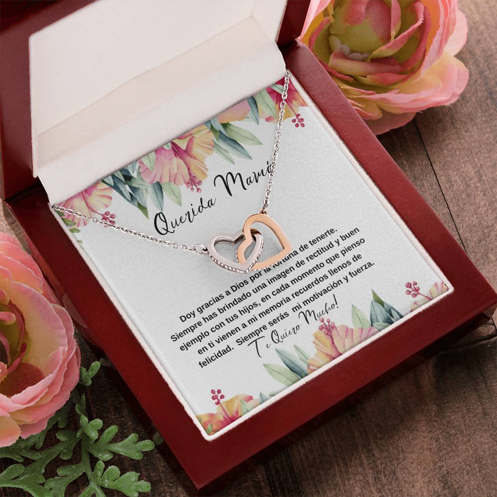 Querida Mama Doy Gracias A Dios Por La Fortuna De Tenerte Interlocking Hearts Necklace
