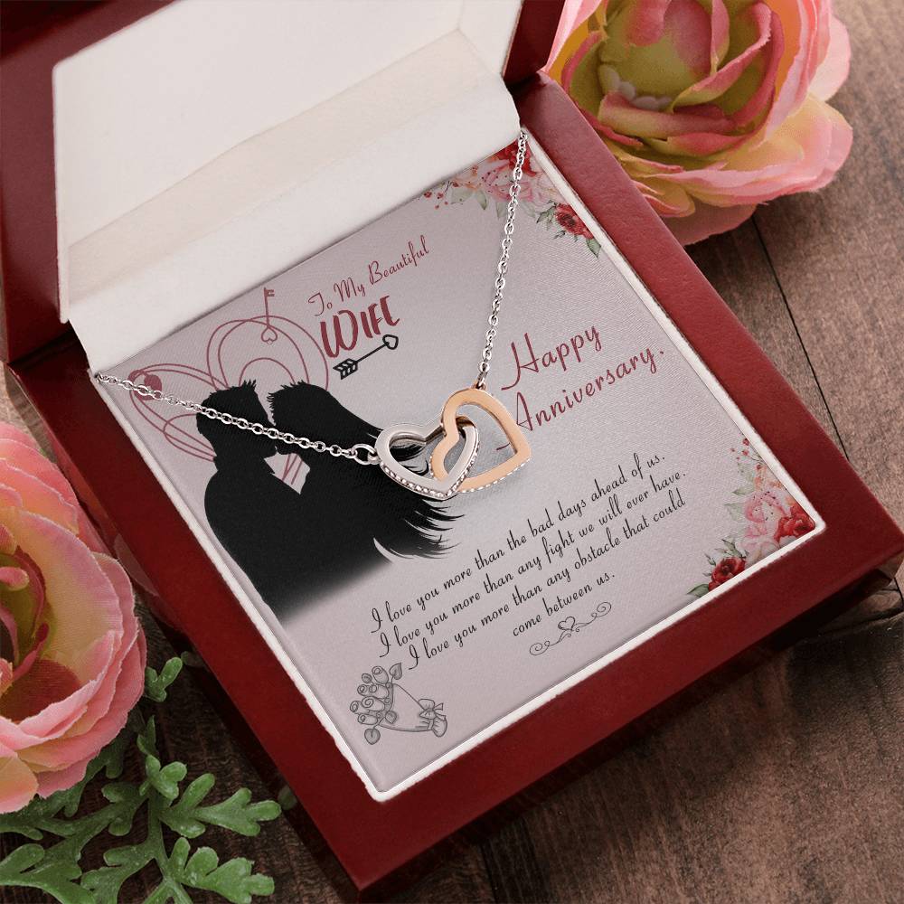 Happy Anniversary Interlocking Hearts Necklace