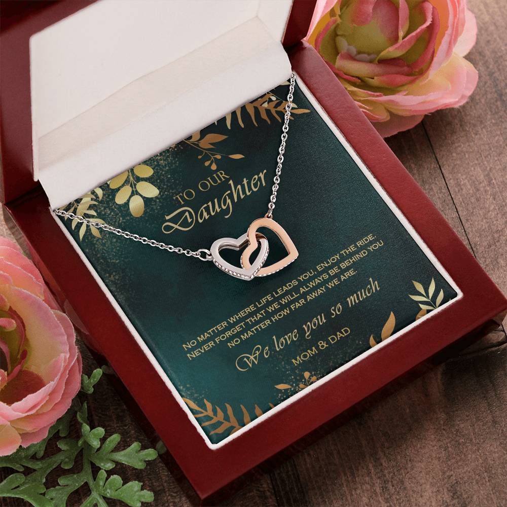 Interlocking Heart Necklace To Your Daughter – From Mom & Dad With Love – Jewelry Gift B1D8T4 Interlocking Hearts Necklace