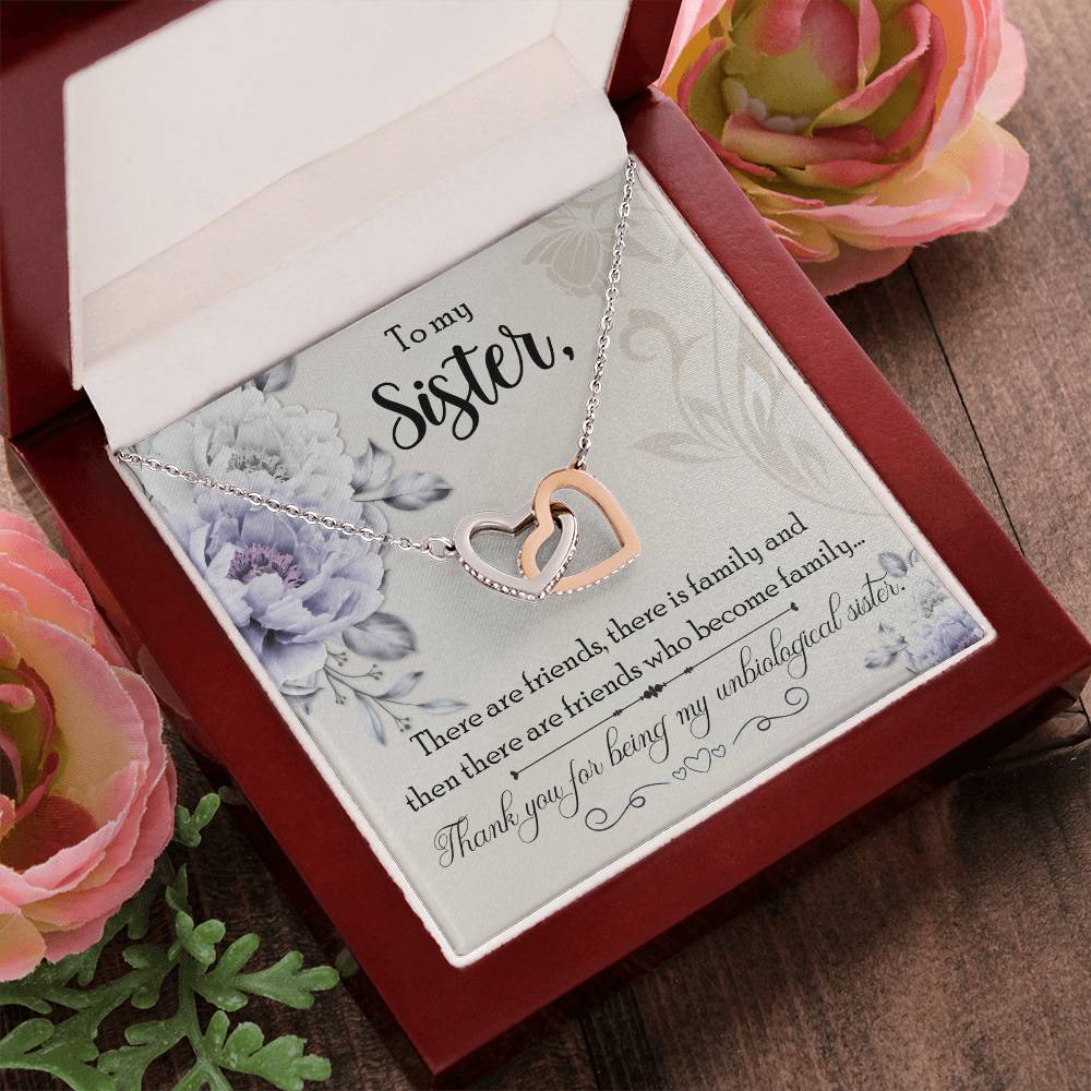 Gift For Sister - My Unbiological Sister Necklace Interlocking Hearts Necklace