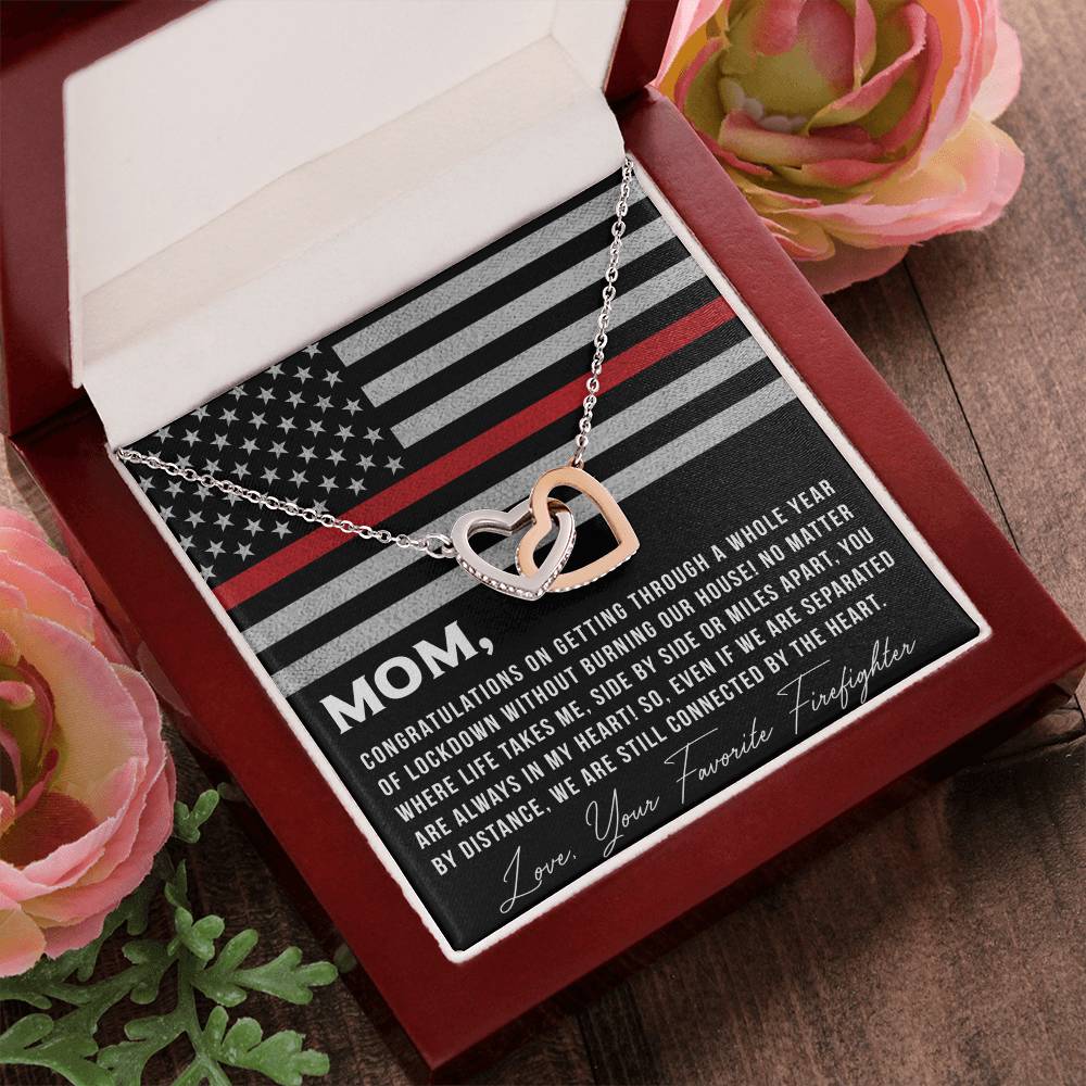 To My Mom From Favorite Firefighter - Necklace Interlocking Hearts Necklace