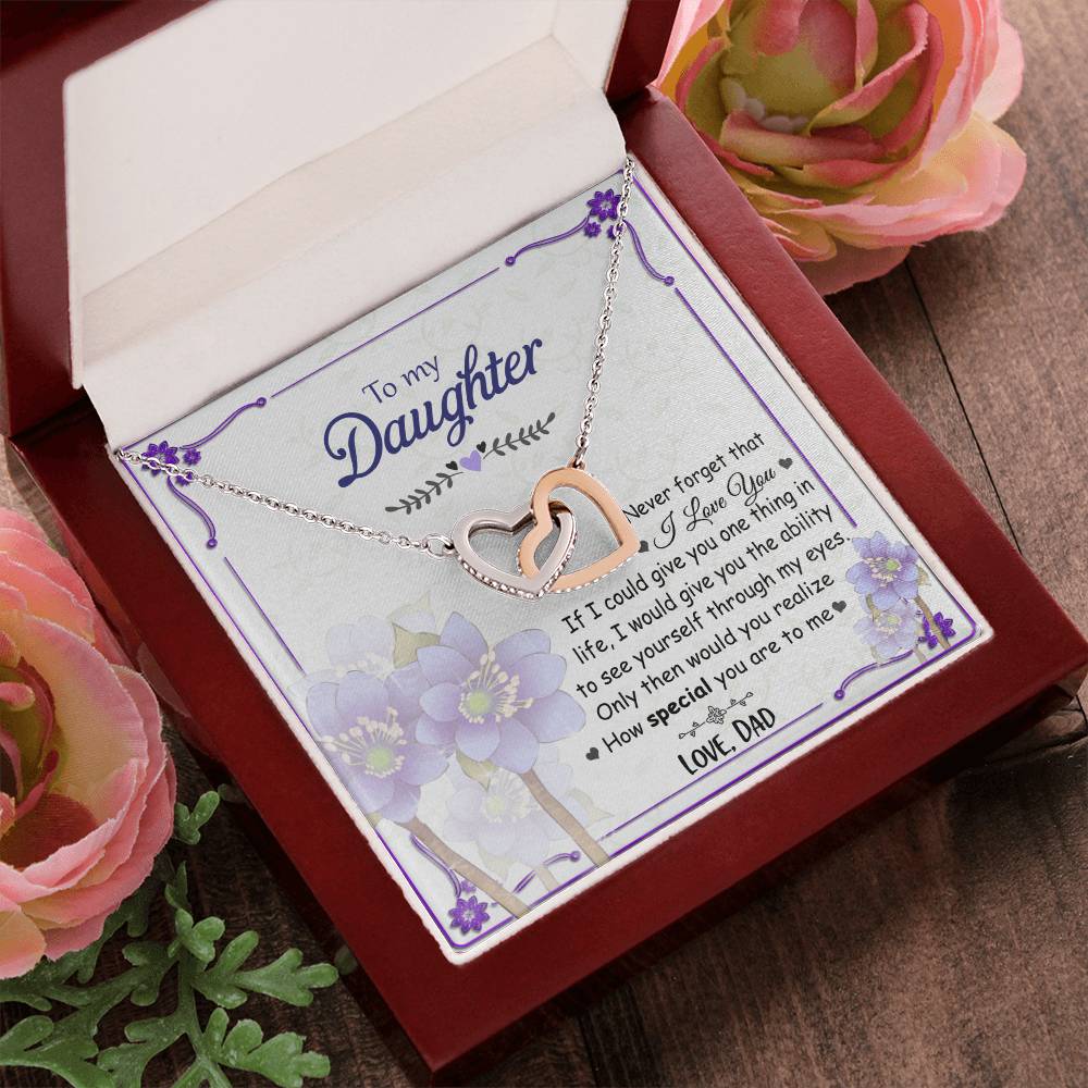To My Daughter - Never Forget - Interlocked Hearts Necklace Interlocking Hearts Necklace