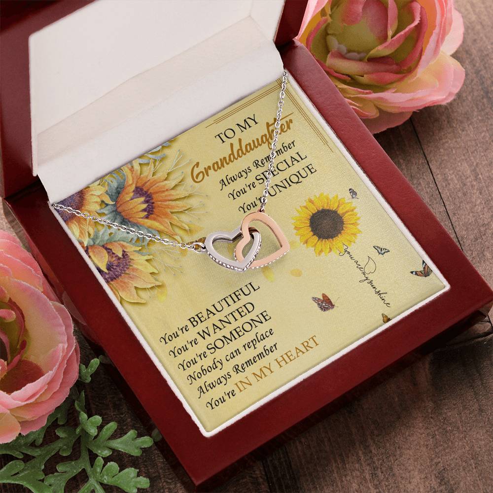 To My Granddaughter Interlocking Hearts Necklace Message Card