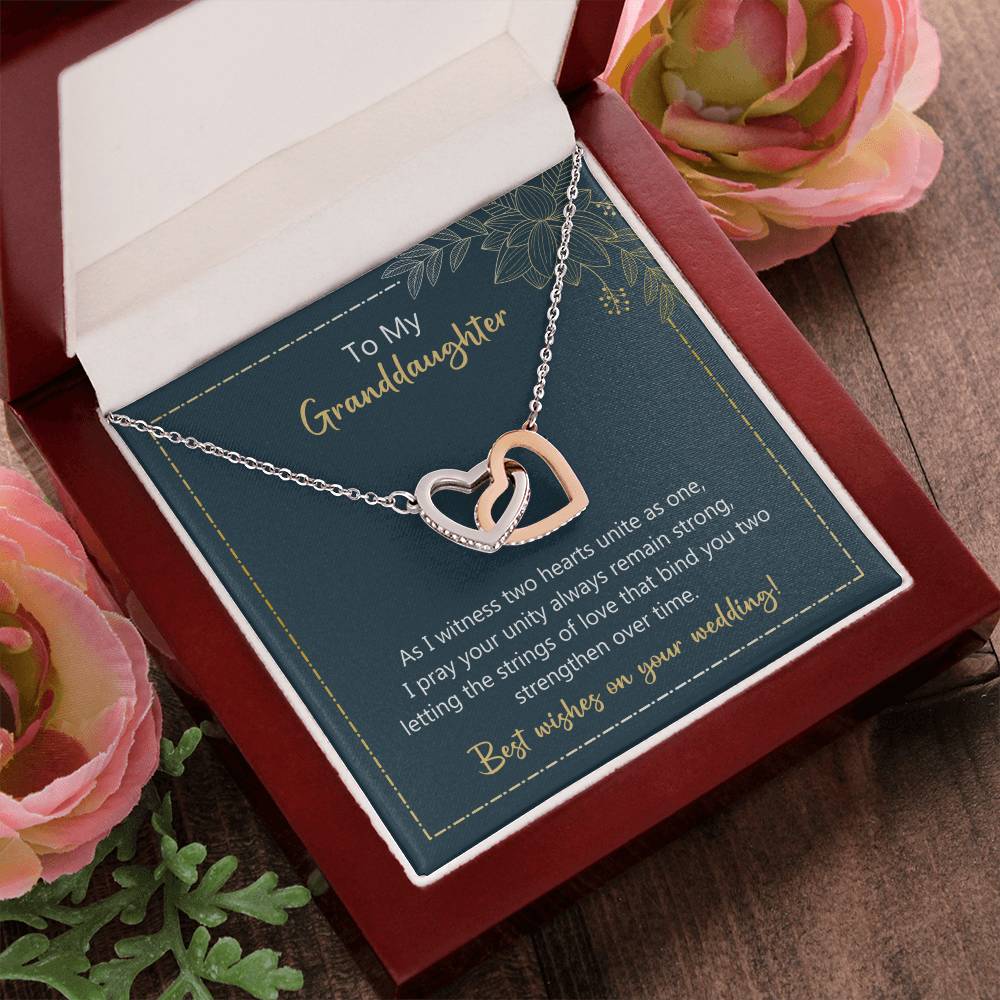To My Granddaughter Two Hearts Unite As One Necklace Interlocking Hearts Necklace