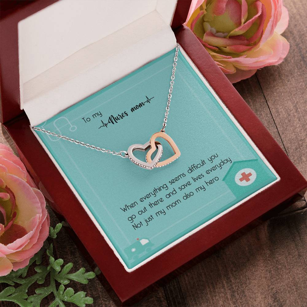 Nurse Mom Gift Interlocking Hearts Necklace Gift For Nurse Mom