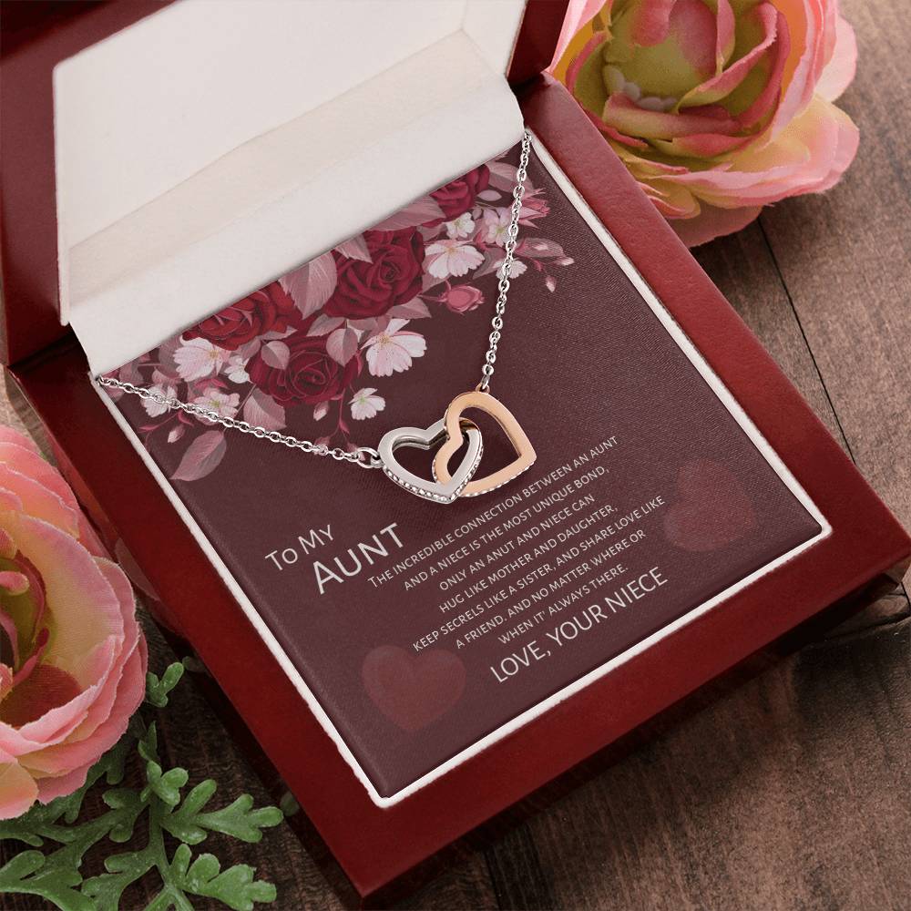 Gift For Aunt - To My Aunt From Niece - Mother'S Day Gift Interlocking Heart Necklace Interlocking Hearts Necklace