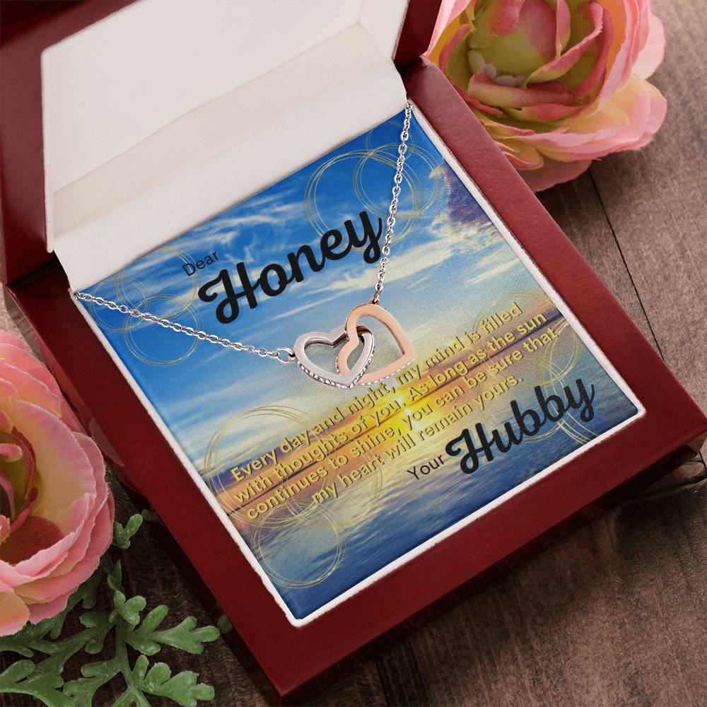 Husband To Wife Gift Partner Bae Girlfriend Significant Other. As Long As The Sun Continues To Shine You Can Be Sure That My Heart Will Remain Yours. Interlocking Hearts Necklace