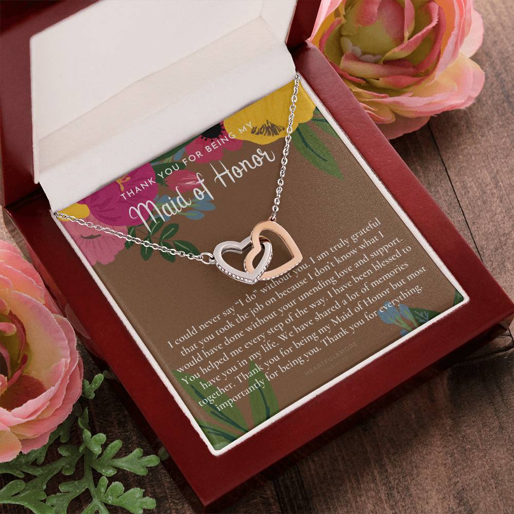 Maid Of Honor Thank You Gift From Bride Bridesmaid Gift Maid Of Honor Gift Necklace Matron Of Honor Gift Thank You Gift From Bride Interlocking Hearts Necklace