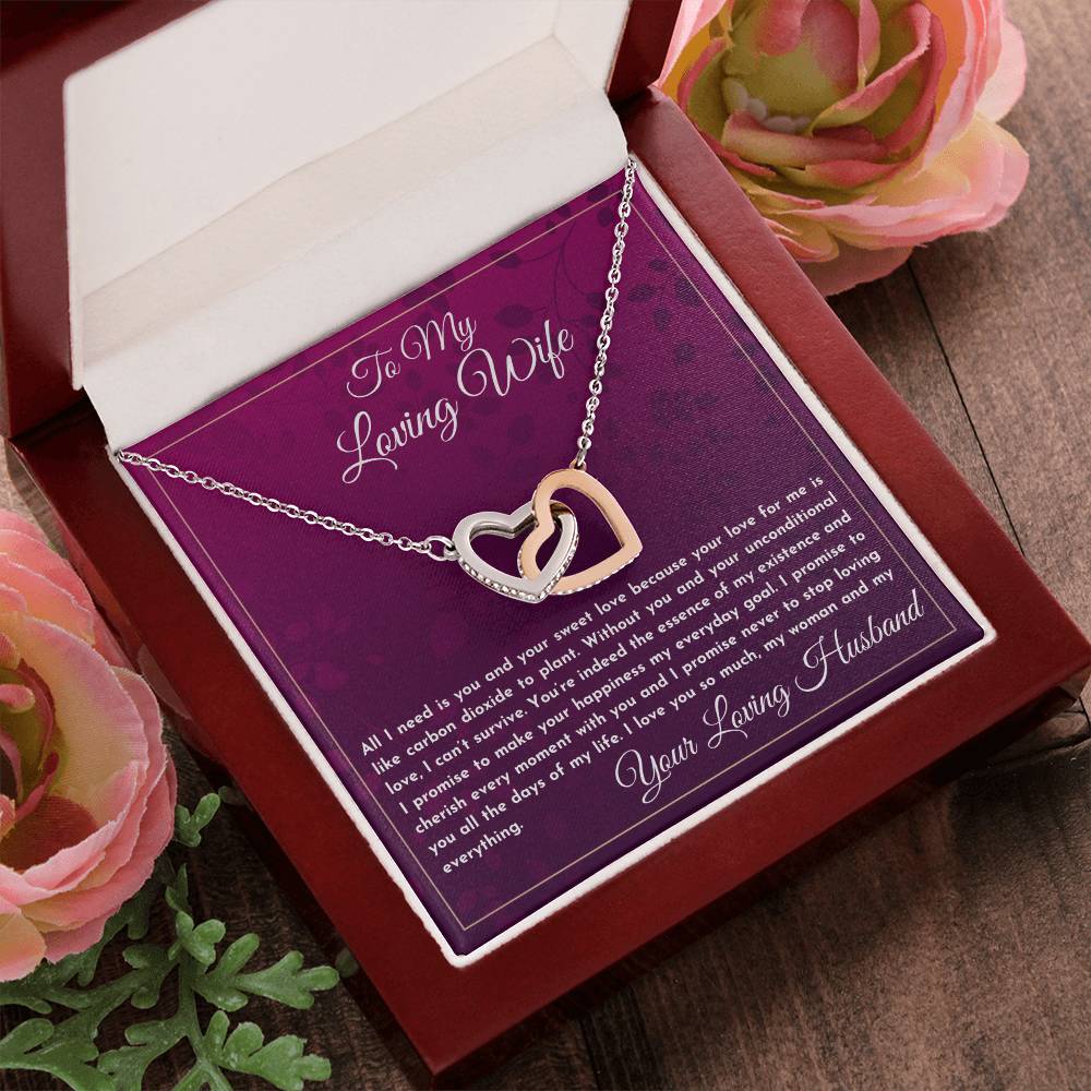 Gift For Wife All I Need Is You And Your Sweet Love Interlocking Hearts Necklace