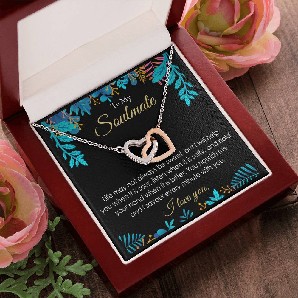 Soulmate Sweet And Sour Life Necklace Gift Friend Partner Relative Interlocking Hearts Necklace
