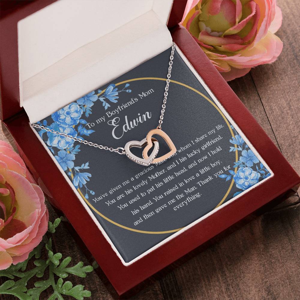 Personalized Boyfriends Mom Necklace Gift Boyfriends Mom Mother'S Day Gift Boyfriend Mom Birthday Gift Custom Name Interlock Heart Necklace Interlocking Hearts Necklace