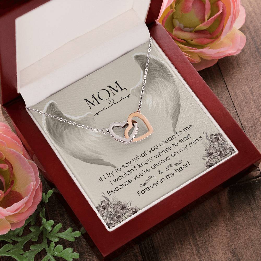 Mom Forever In My Heart - Interlocking Heart Necklace Interlocking Hearts Necklace