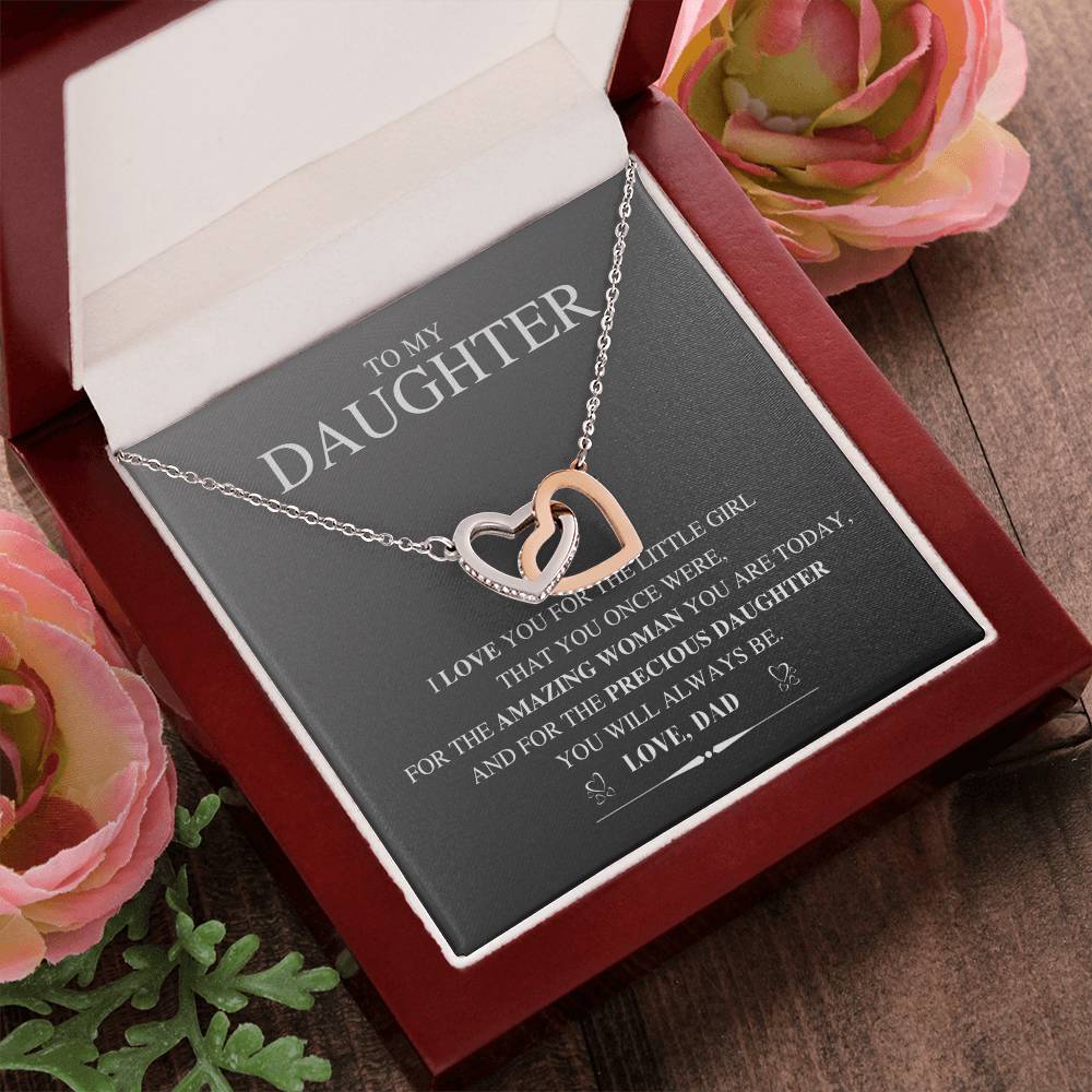 To My Daughter Necklace Gift From Dad Father Daughter Jewelry Gifts Birthday Gift For My Daughter Necklace Interlocking Hearts Necklace