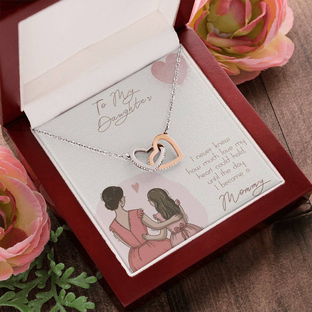 To My Daughter - 2 Interlocking Hearts Necklace