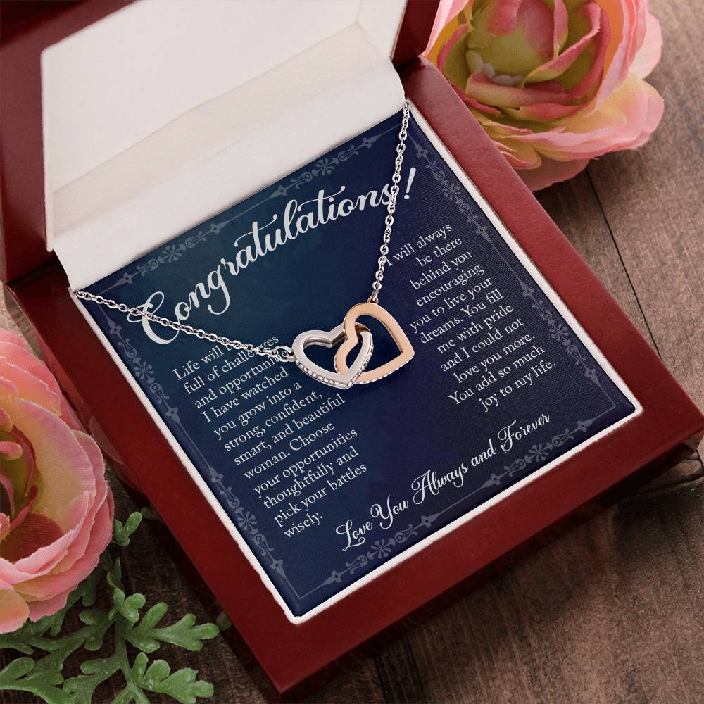 Congratulations! Gift For Graduation - Linked Hearts Necklace Interlocking Hearts Necklace